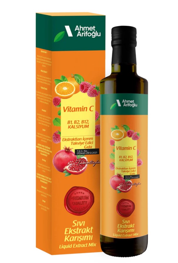 Vitamin C B1 B2 B12 Kalsiyum Sıvı Ekstraktı 225 ml